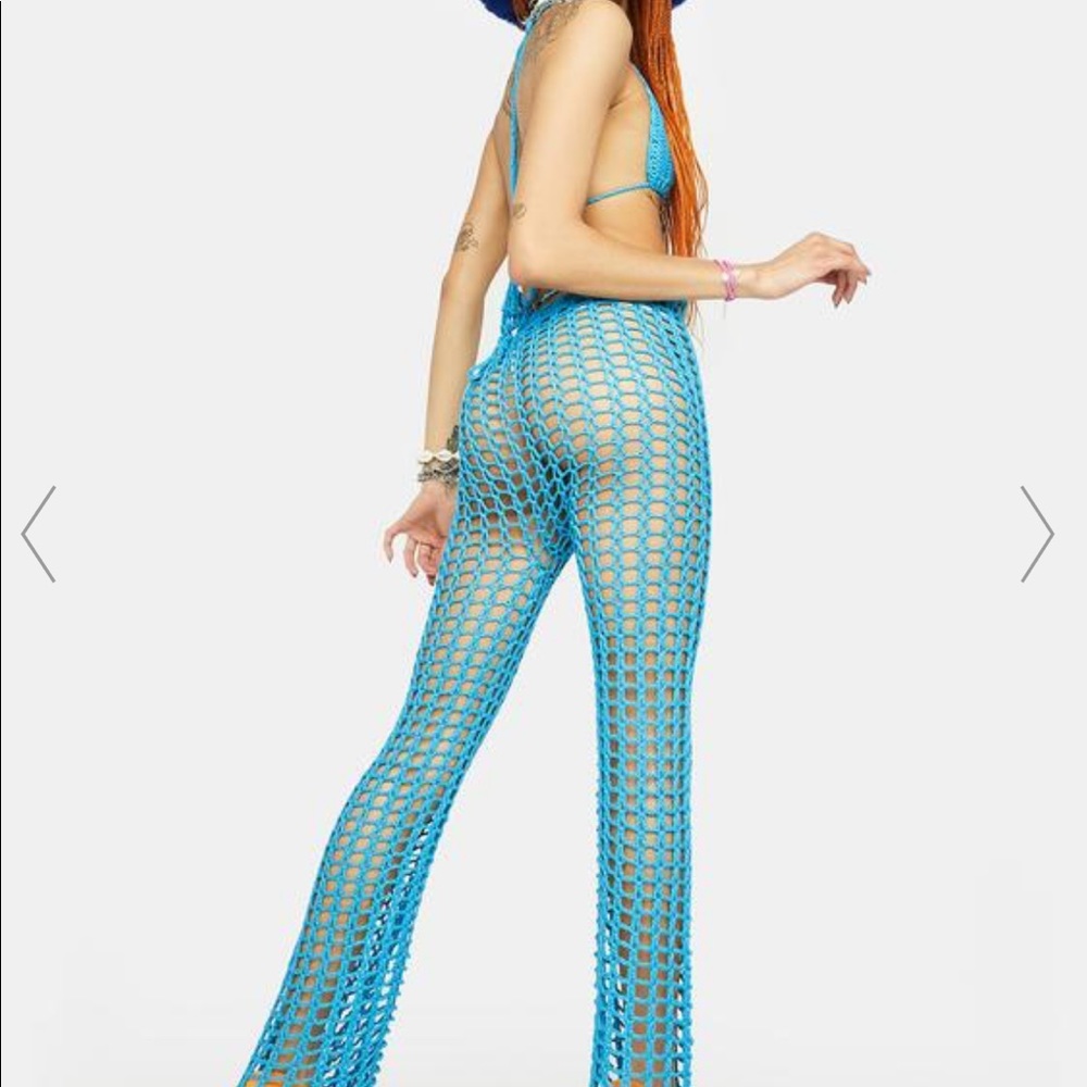 TEAL SUMMER STUNNER CROCHET PANTS SET